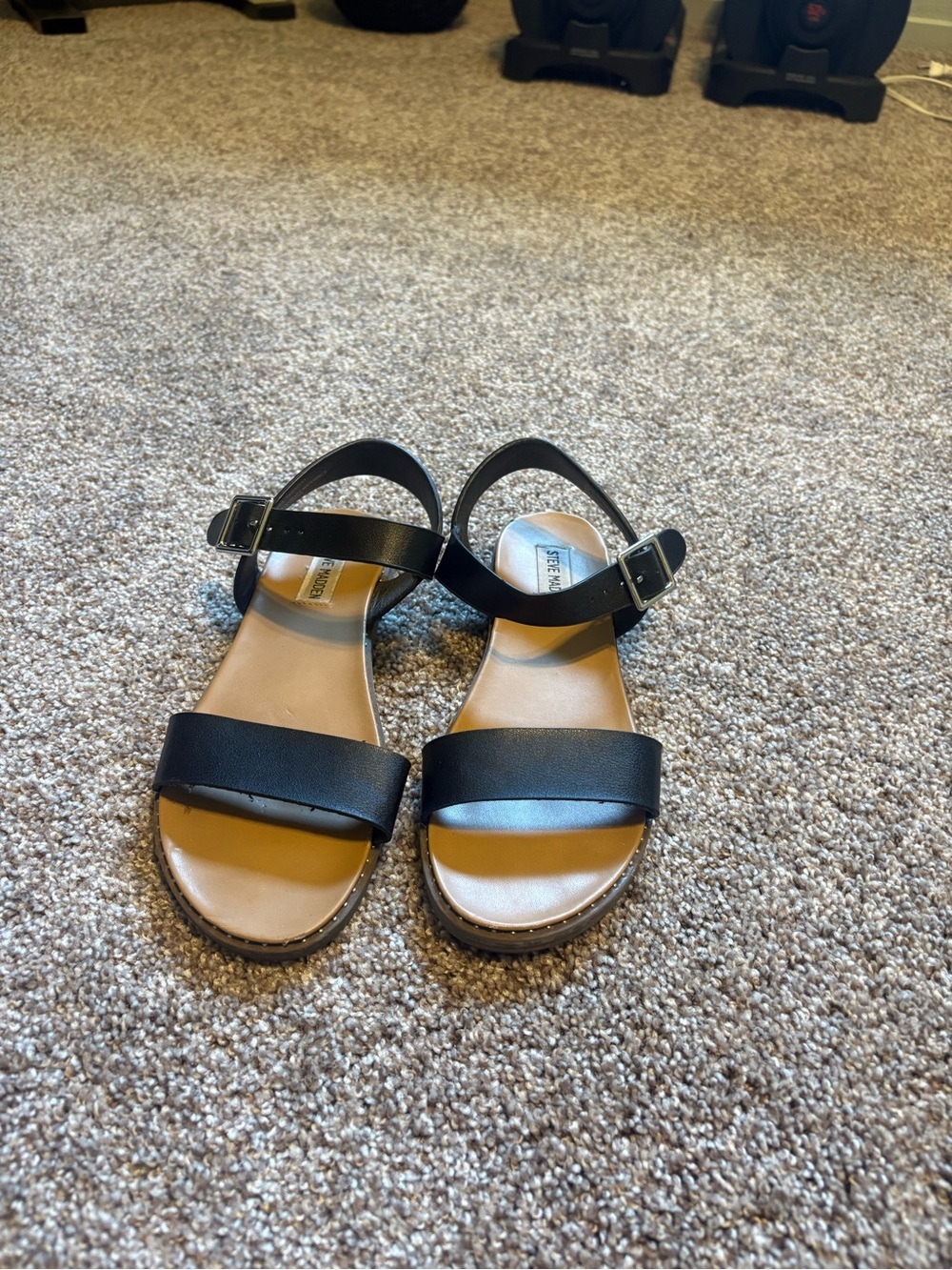 Steve Madden Black Two-Strap Women's Sandals